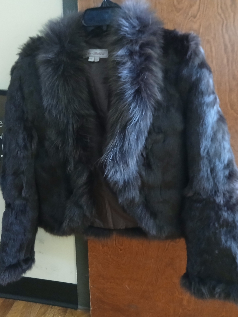 NWOT/ CHE-BELLA dark brown rabbit fur crop jacket